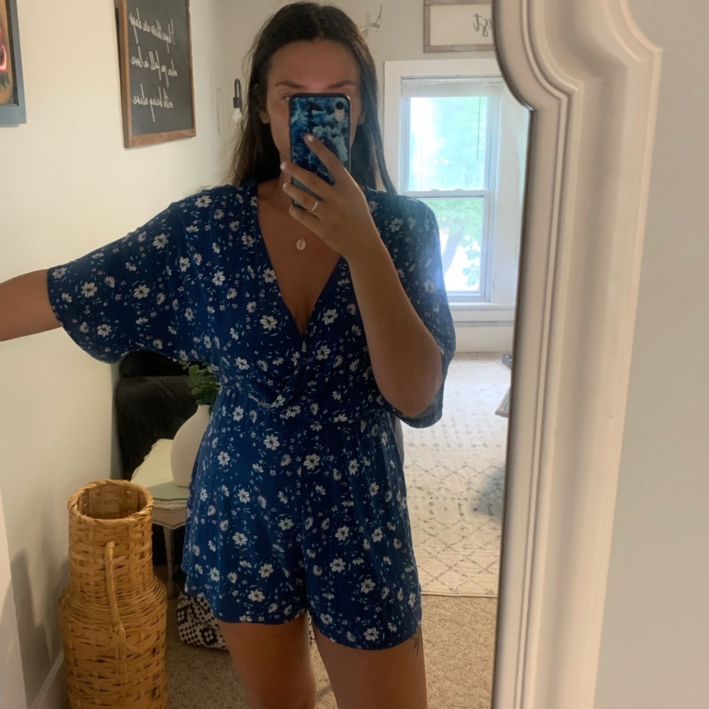 floral surplice stretchy romper